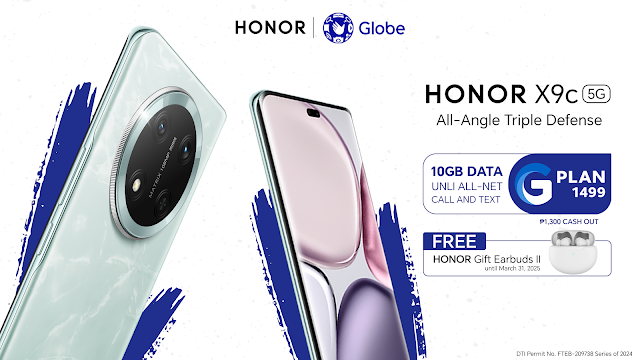 LOOK: You Can Now Get HONOR X9c 5G via Globe Postpaid Plans with FREE HONOR Gift Earbuds II